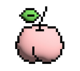 Obraz premium 3D pixel art illustration of peach for decoration, food, grocery shopping, cartoon, supermarket, print, nature, garden, healthy ingredients, cook book, smoothie, organic fruit, summer vibe, ceremony