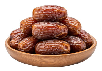 Obraz premium stacked dried dates on a rustic wooden plate