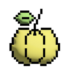 Fototapeta premium 3D pixel art illustration of yellow pumpkin for decoration, food, grocery shopping, cartoon, supermarket, print, nature, garden, healthy ingredient, cook book, organic fruit, summer vibe, Halloween