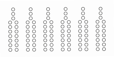 Arrangement of numerous small identical circles in a rectangular grid formation