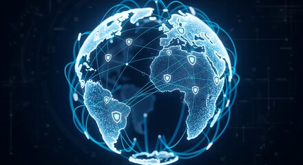 Global cybersecurity network protecting worldwide connections