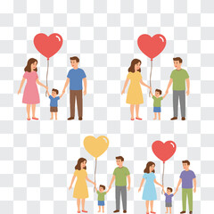 Valentine&rsquo;s Day Family Silhouette with Heart Balloon in Minimal Vector Style