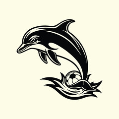Obraz premium Vector illustration of dolphin and eagle head