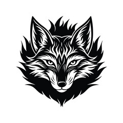 Wolf and fox tribal head tattoo vector illustration
