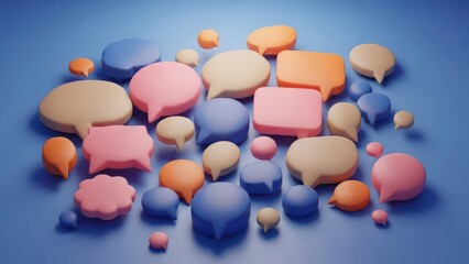 Colorful 3d shapes on blue background