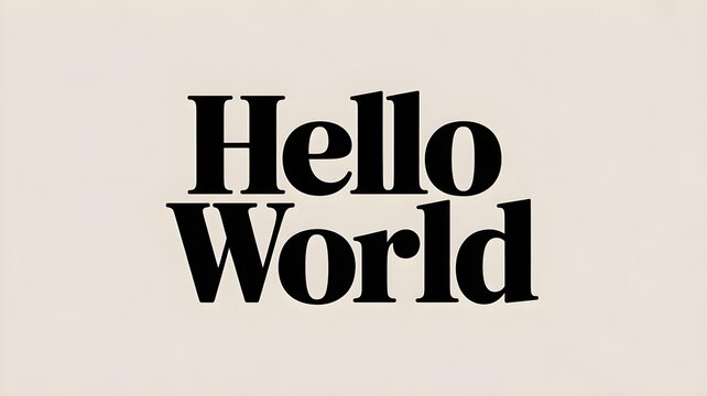 Typography-only illustration of the phrase &ldquo;Hello World&rdquo; in clean, modern lettering on a neutral background. Sleek, tech-friendly, minimalist design with contemporary appeal.
