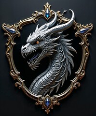 fantasy 3d shield, chinese dragon statue