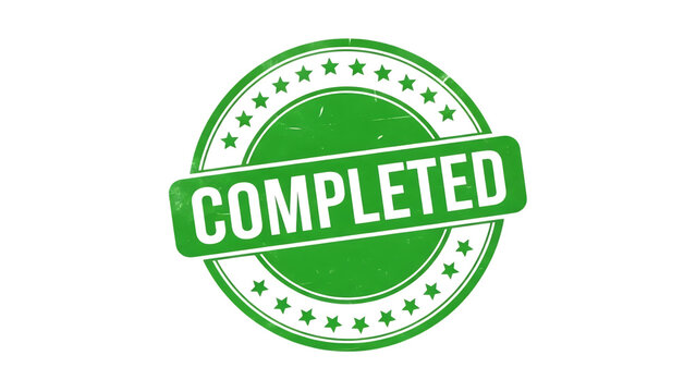 Green completed stamp icon isolated on transparent background