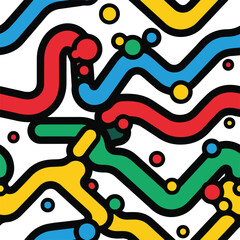 Colorful Wavy Lines and Dots Pattern.