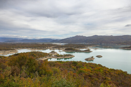  landscape of Slano jezero Vidikovac in Montenegro