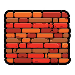 Cracked Red Brick Wall Illustration.