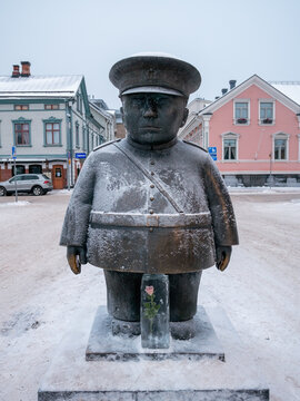 The statue of Toripolliisi in Oulu, Finland