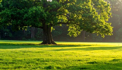Fototapeta premium Majestic Oak Tree Standing Tall in a Lush Green Meadow.