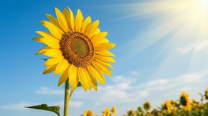 Single sunflower standing tall in the VAST FIELD