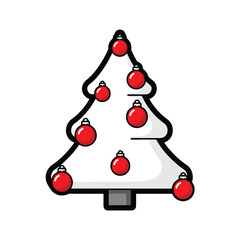 Decorated Christmas Tree with Red Ornaments.