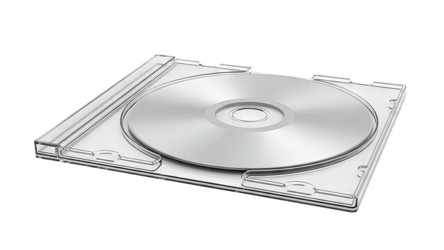 Clear CD case with a silver disc