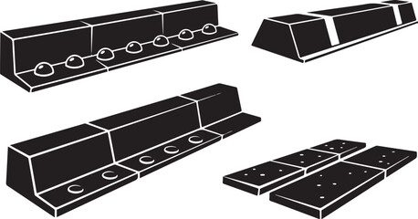 Black and white illustration of various gold bars shapes