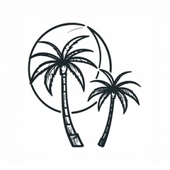 Obraz premium Minimalist palm trees line art vector illustration isolated on white background