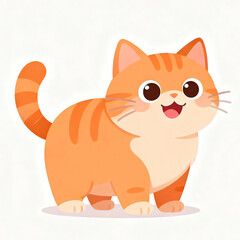 Adorable orange tabby cat with big eyes and happy expression