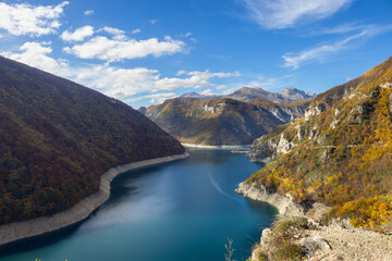 Autumn landscape of Lake Piva in Durmitor National Park