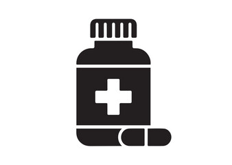 Obraz premium Medicine Bottle Icon, Editable Solid Vector Illustration