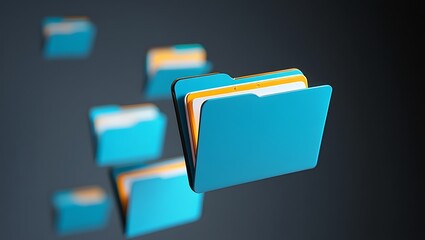 Glowing abstract data folders in a virtual digital space, representing secure cloud storage, information management, futuristic technology, network systems, computing, archives, and innovative digital