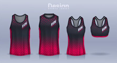 Obraz premium Sleeveless shirt sport design template, jersey mockup for Men's and Women's, Running singlet, basketball Tank top. 