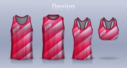 Obraz premium Sleeveless shirt sport design template, jersey mockup for Men's and Women's, Running singlet, basketball Tank top. 