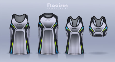 Obraz premium Sleeveless shirt sport design template, jersey mockup for Men's and Women's, Running singlet, basketball Tank top. 