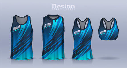 Obraz premium Sleeveless shirt sport design template, jersey mockup for Men's and Women's, Running singlet, basketball Tank top. 