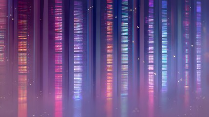 Futuristic datacenter glow illuminates rows of servers a vibrant abstract digital innovation concept