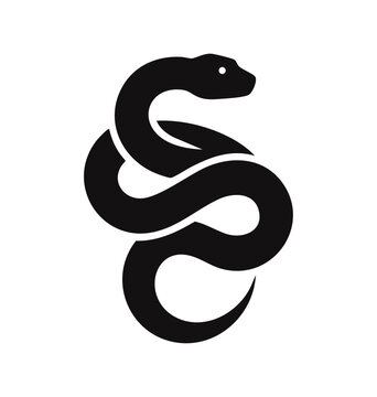 Snake icon logo vector with clean modern style on white background for esports, security, tattoo, and creative branding