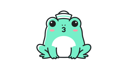 Obraz premium Cartoon frog illustration on white background