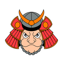 samurai ronin katana cartoon illustration head of japanese illustration