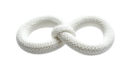 White rope tied in an infinity symbol on black background