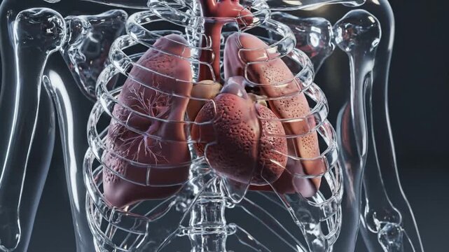 Human Anatomy 3D Rendering Animation of Respiratory System Lung Function Medical Visualization