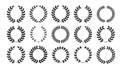 Elegant botanical circle borders with hand drawn leaf branches for certificate design and product packaging