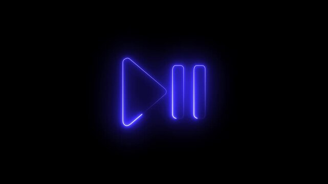  Neon video skip symbol with glow effect. Neon fast forward Icon. Previous Button Animation Loop. 4k video loop.