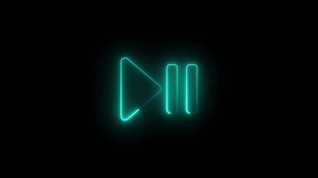  Neon video skip symbol with glow effect. Neon fast forward Icon. Previous Button Animation Loop. 4k video loop.
