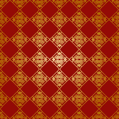 Elegant Red and Gold Geometric Pattern with Intricate Design for Backgrounds and Textiles