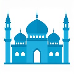Fototapeta premium Islamic Mosque Architecture Blue Vector Illustration Minarets and Domes Islamic Culture