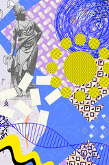 Obraz premium Abstract Architecture Collage with Fragmented Sculpture and Geometric Shapes