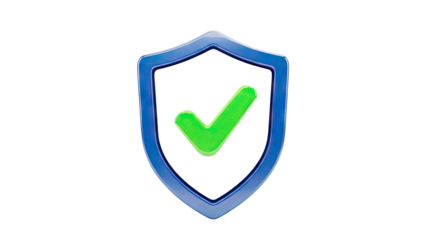 Blue Shield with Green Checkmark Icon