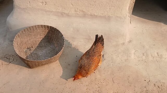 Desi hen farming in a villege house. 