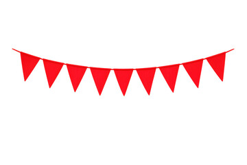 Obraz premium Red party pennant flags string for celebrating festivals, birthdays, holidays, and special events, transparent background