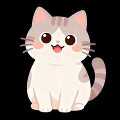 Adorable cartoon cat with big eyes and playful expression