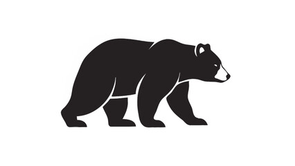 Fototapeta premium Silhouette of a black bear walking from left to right.