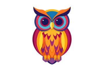 Colorful Owl Paper-Cut Illustration PNG