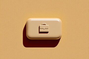 Minimal beige briefcase icon representing business and professional concept in soft neutral tones, clean ui style with copy space.