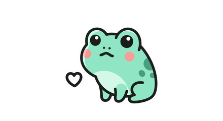 Obraz premium Cartoon frog illustration with heart
